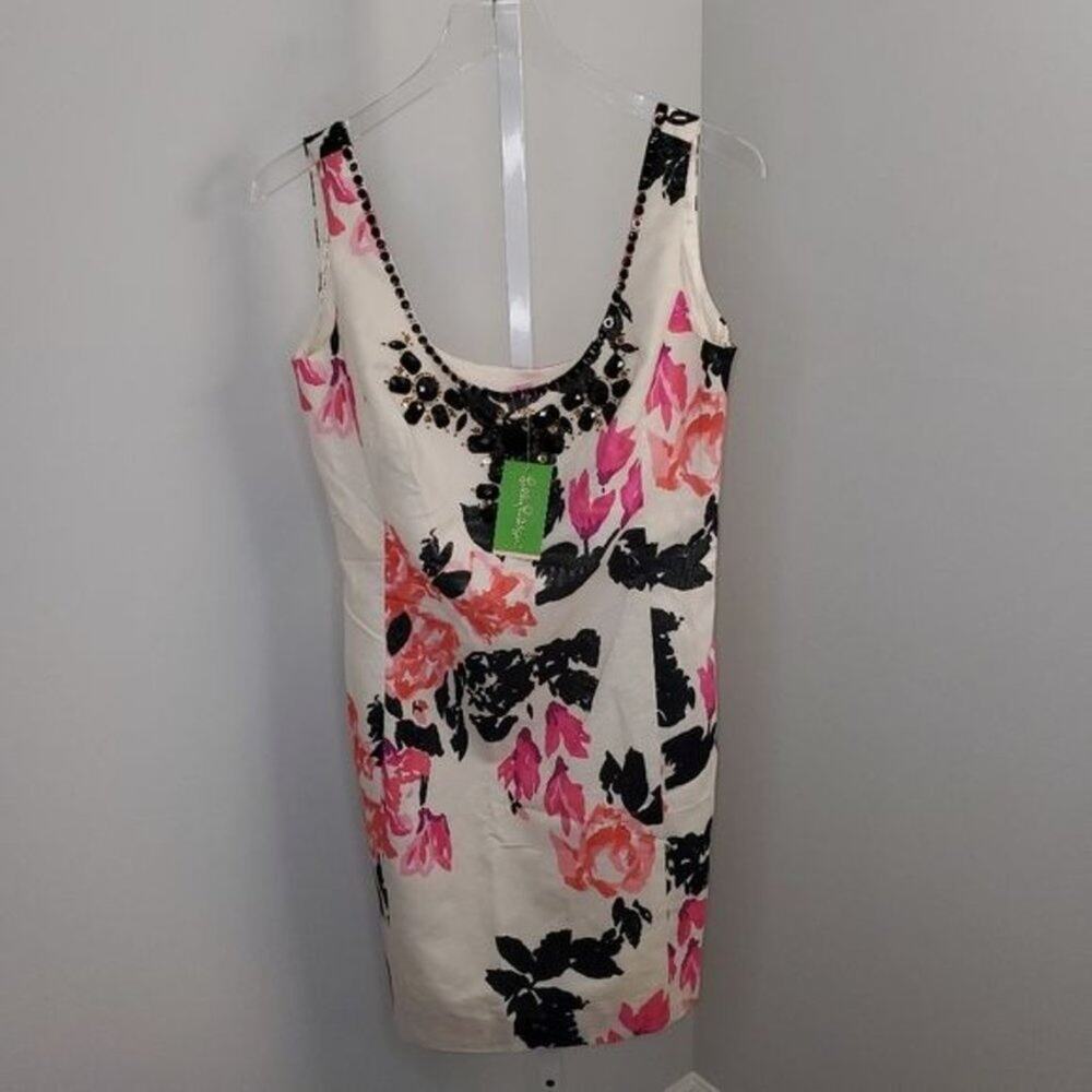 Lilly Pulitzer Portia Cameo Sheath Dress With Black Jewels  Size 8 - Picture 8 of 12